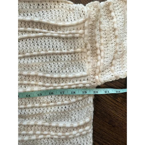 Womens Fall Sweater Anthropologie Pullover Open-Stitch Ivory Neutral XS New 1399 - Picture 9 of 10